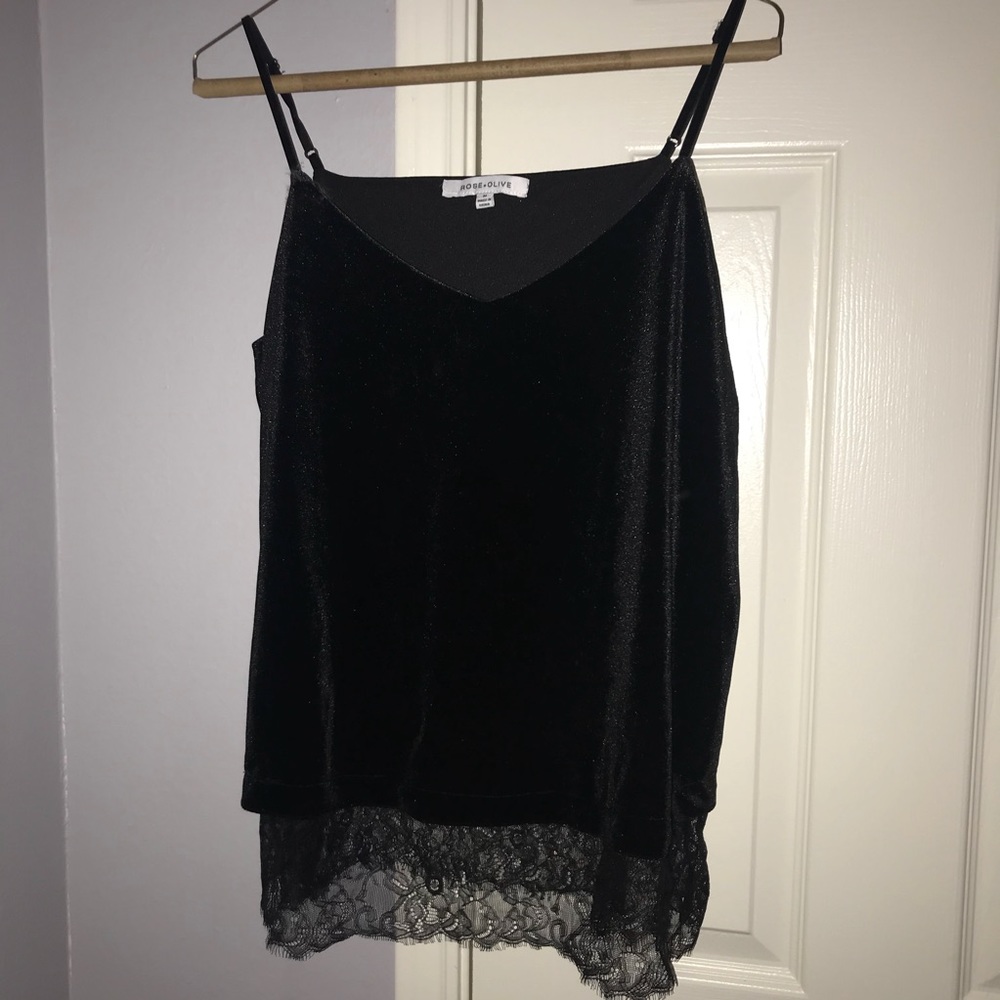 Suede and lace tank top